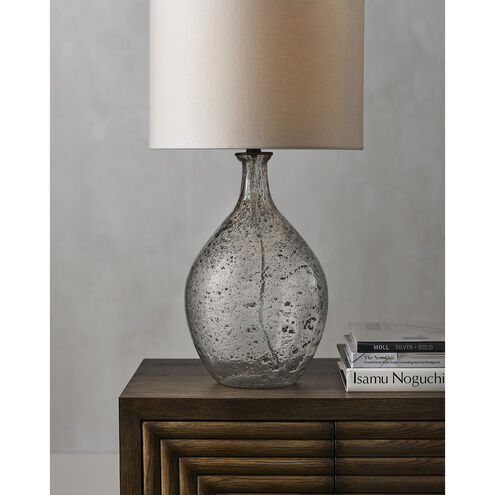 Luc 29 inch 150 watt Clear Speckled Glass/Steel Gray Table Lamp Portable Light